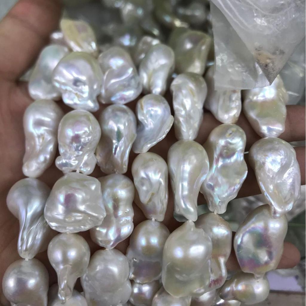 Hochwertige Barocke Unregelmäßige Süßwasserperle & Zerkleinerte Silber Rekonstituierte Perle, Halbfertig