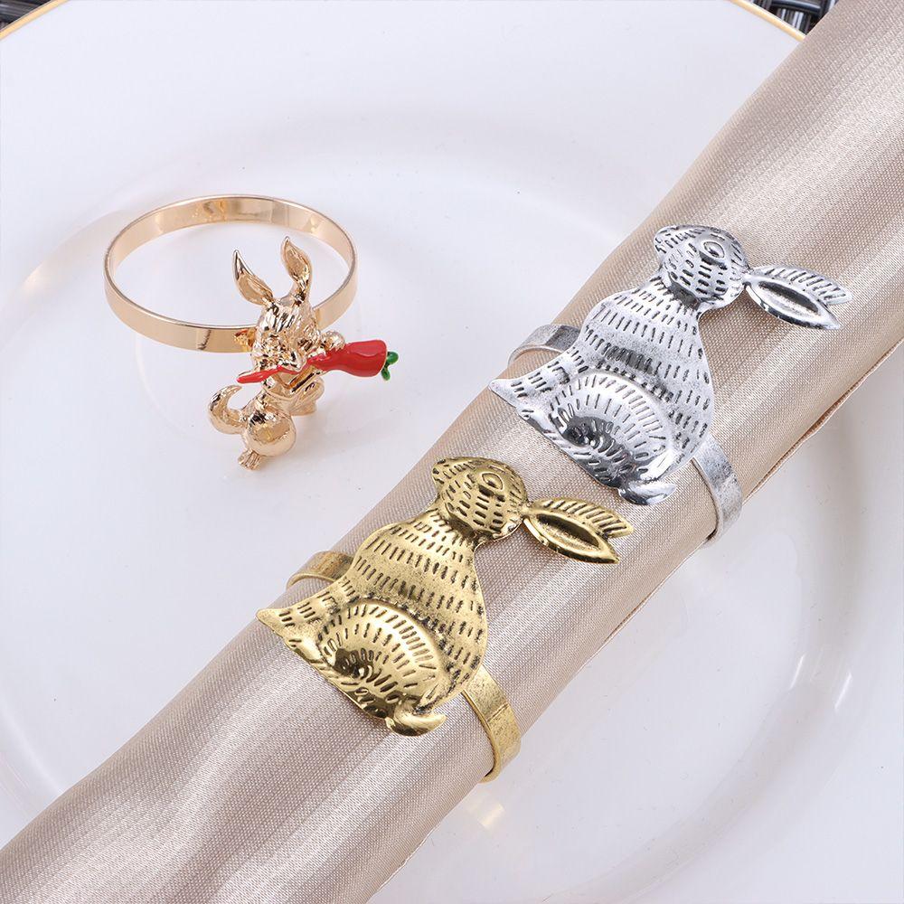 

Металлические принадлежности для вечеринок, украшение свадебного стола, пасхальный кролик, пряжка для салфеток, держатель для полотенец, кольца для салфеток