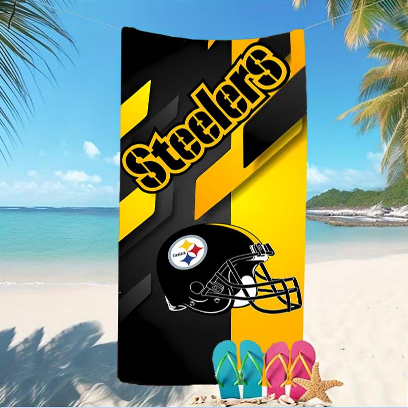 Beach Towel with Pittsburgh Steelers Pattern - soft,absorbent,machine washable Lightweight&Modern,swimming,Travel Essentials