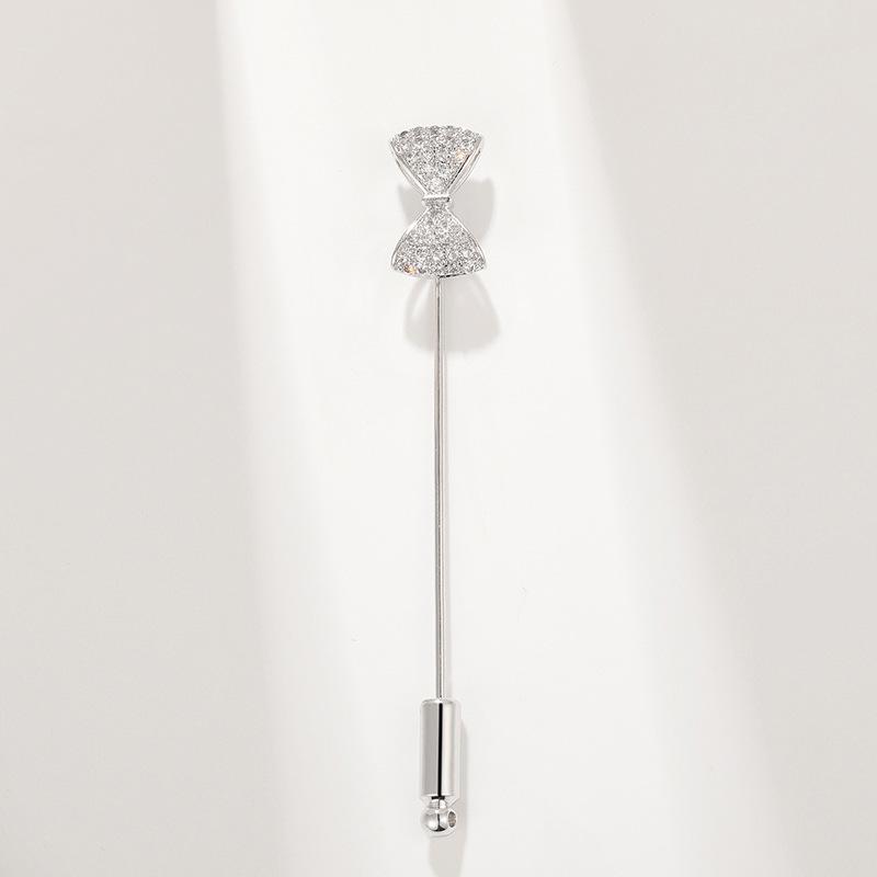 High-End Korean Style Zirconia Bow Brooch Lapel Pin