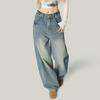 2025 New Women's High-Waist Wide-Leg Jeans - Loose, Plus Size, Floor-Length for Spring, Summer & Autumn