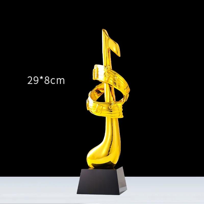 Customized Microphone Five-pointed Star Resin Trophy, Crystal Base Excellent Host Singing Talent Activity Competition Award, 1Pc