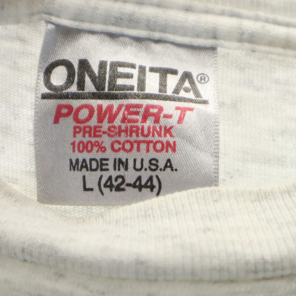 ONEITA 90s Made In USA Old Copyright College Print Long Sleeve Single Stitch T-shirt Men's Used