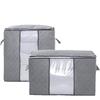 Cotton Quilt and Clothes Organizer Bag with Window, Non-Woven Fabric for Packing and Storage