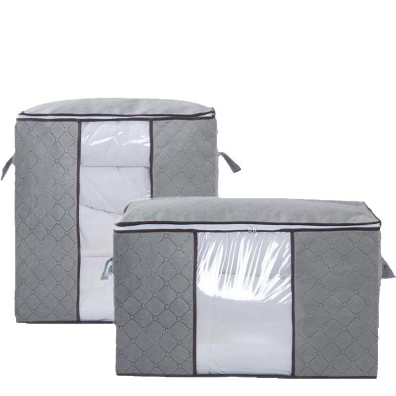 Cotton Quilt and Clothes Organizer Bag with Window, Non-Woven Fabric for Packing and Storage