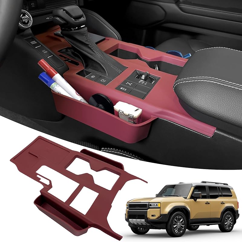 Black Center Console Cover Compatible With 2024 2025 Toyota Land Cruiser First Edition 250/Prado/LC250 Seat Gap Storage Box Center Console Organizer