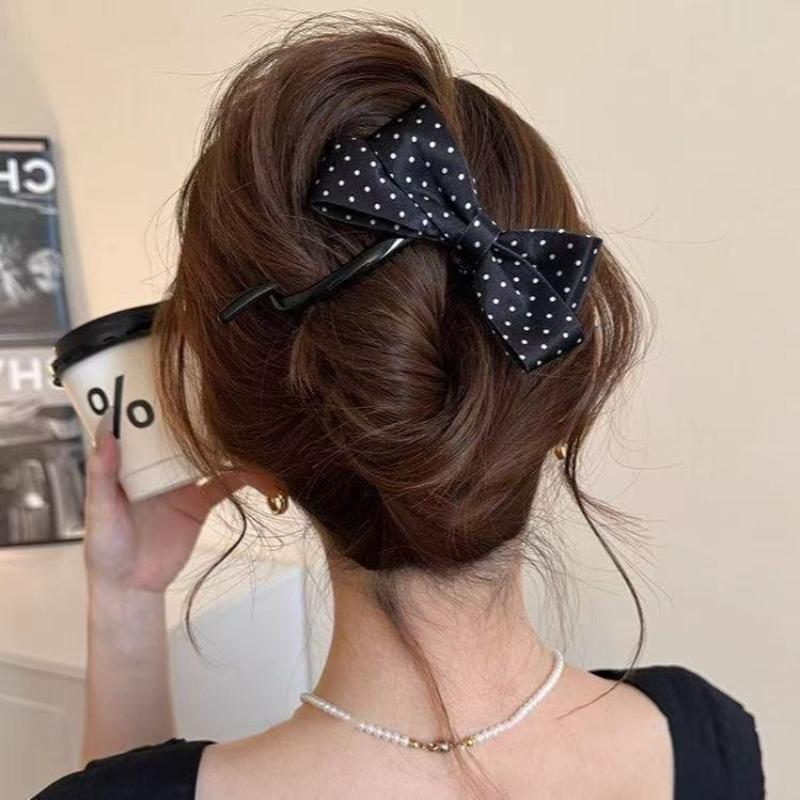 Elegant Dot Bow Hair Clips for Girls Satin Twist Hairpins Hairgrip Korea Back of Headwear Barrettes Women Hair Accessories