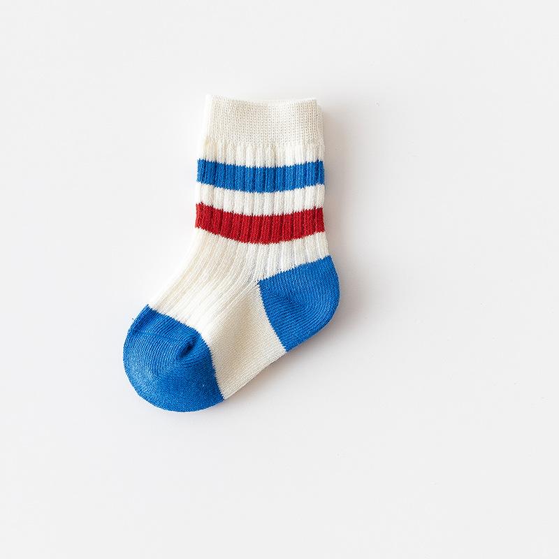 

Корейские модные полосатые лоскутные носки, детские хлопковые носки средней длины, носки для новорожденных, маленьких мальчиков и девочек, от 0 до 11 лет S