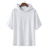 Mens Linen Hooded Short Sleeve T Shirt Loose Fit For Beach Vacation