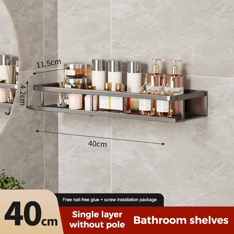 Wandmontiertes Mehrzweck-Badezimmerregal Rostfreies Aluminium-Aufbewahrungsregal für Küche und Zuhause
