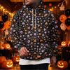 Men's Halloween Print Pullover Hoodie with Single Pocket for Holiday Celebration