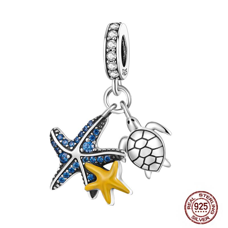 Underwater World Blue Ocean Series Sea Turtle Dolphin Charms Originalcopper Glow Cz Beads Fit Bracelet Necklace Diy Jewelry