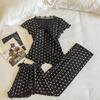 Women's Modal Pajama Set: Short-Sleeved with Built-in Bra, Includes Shorts and Long Pants for Spring/Summer