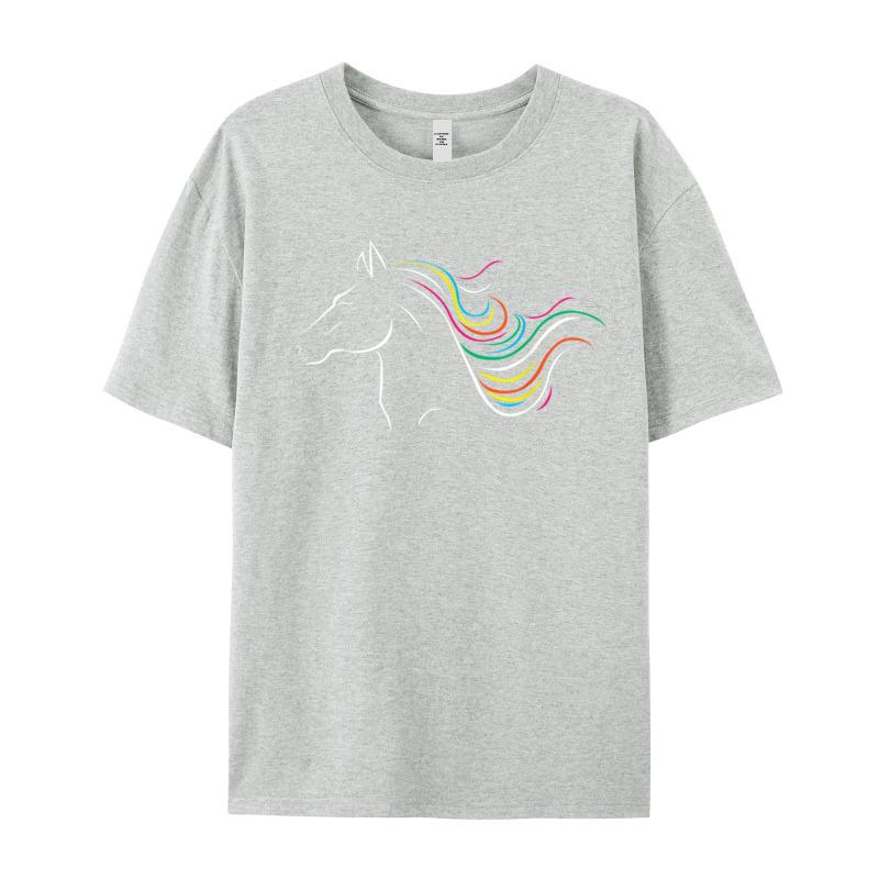 Crazy Short Sleeve Tees Christmas Crew Neck Premium Cotton Unisex T Shirts Horse Art T Shirt Equestrian Crazy Tshirts Classic