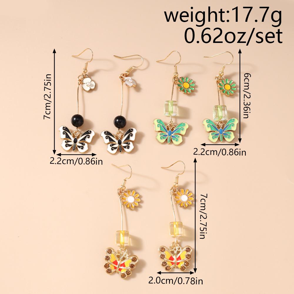 Cute Enamel Butterfly Earrings for Women Daisy Flower Dangle Earrings Girls Party Jewelry Gifts