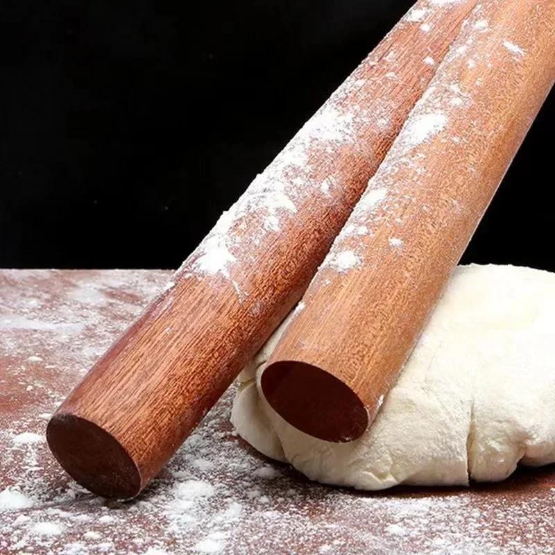 30/50/60cm Household Dumpling Skin Wrapped with Sapi Solid Wood Rolling Pin, Ebony Large Extended One-piece Molding Rolling Pin