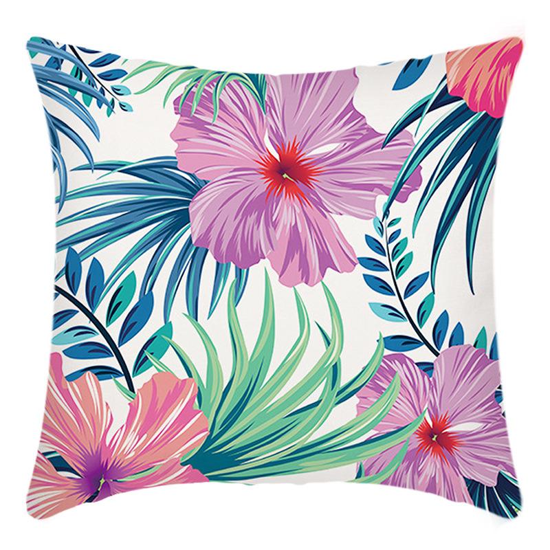 New Colorful Tropical Plant Print Flower Print Cushion Home Sofa Cushion Cover