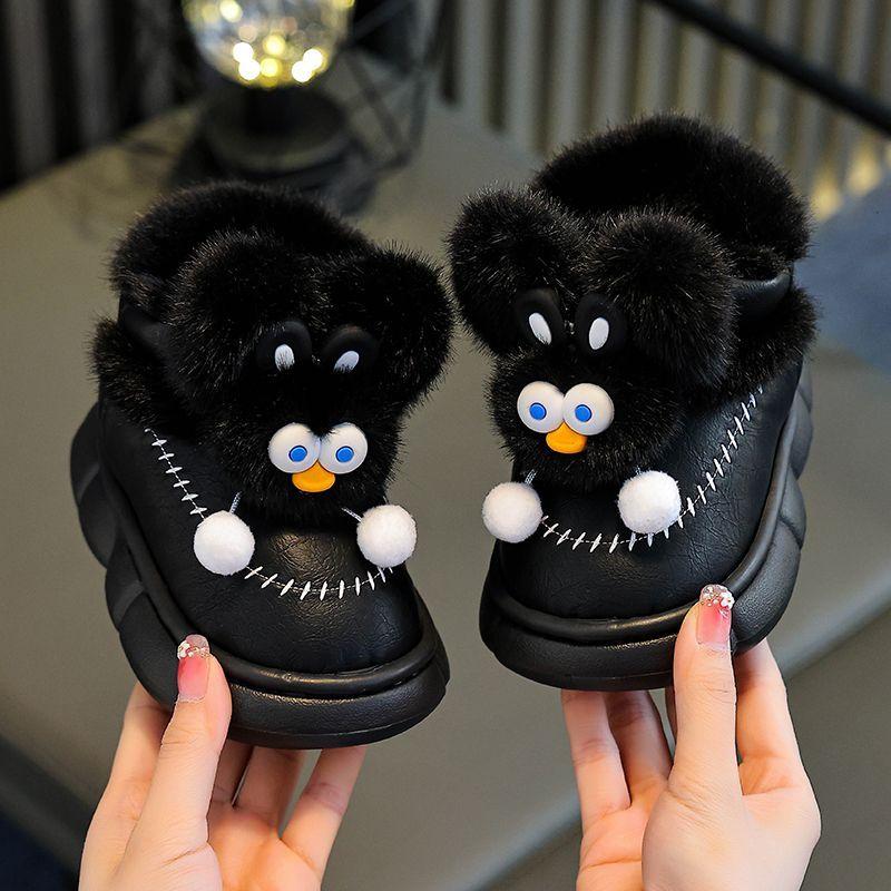 

Children s Outdoor Cotton Shoes for Autumn and Winter: Anti-slip Thick-soled Cotton Shoes for Boys and Fashionable Snow Boots for Girls 34-35 чорний