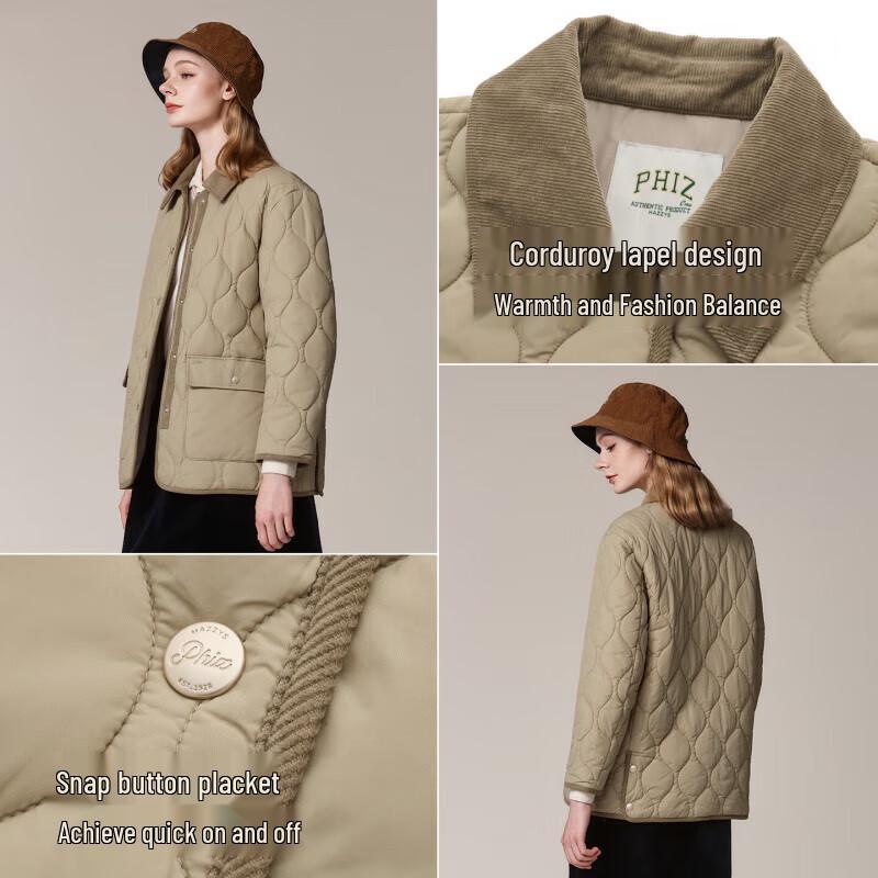 HAZZYS Women's PHIZ Series Corduroy Collar Quilted Padded Jacket