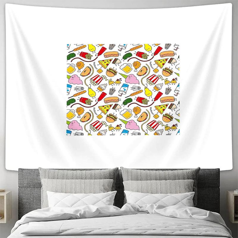 Wandbehang Hamburger Foodie Ästhetik Raumdekoration Fast Food Wandteppich Vintage Küchenhintergrund Schlafsaal Dekor Trendiger Grafischer Wandteppich