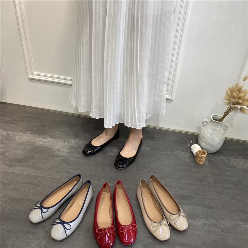 Doudou Single Shoes Women's Shoes 2025 New Summer Versatile Bow Shallow Mouth Ballet Pregnant Women Flat Shoes Ladyshoes