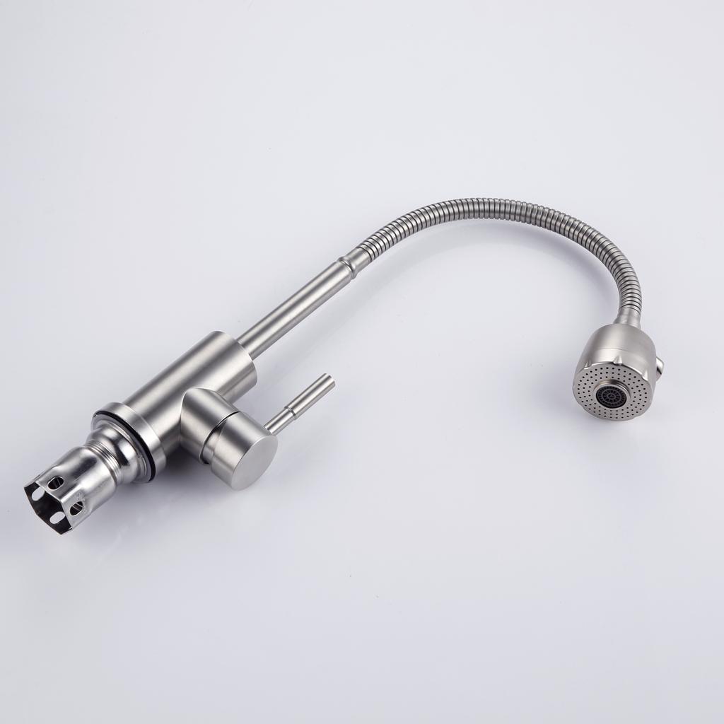Flexible Single lever Hole Mixer Cold and Hot Water Tap Stainless steel Brushed Sink On-board installation Kitchen Faucet