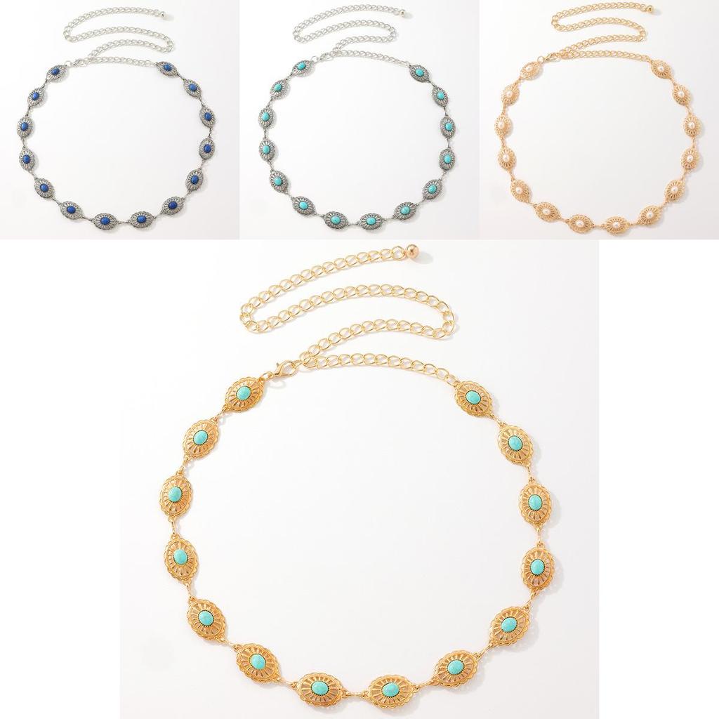 Elegant Metal Waist Belt For Women With Pearl Inlay And Lobster Clasp For Party Wear