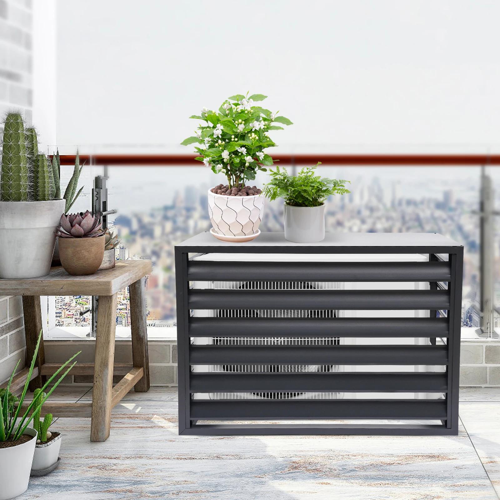 Outdoor Privacy Fence for 1.5P Air Conditioning, Aluminum Alloy Four Sided Space Divider, Balcony Garden Guardrail Flower Rack