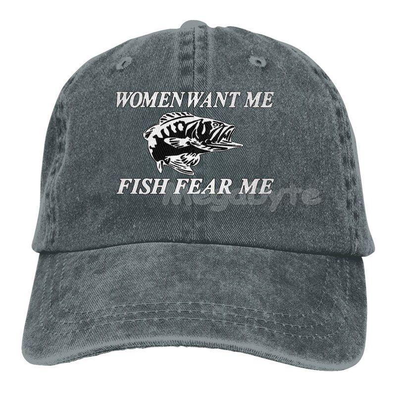 

Женская бейсболка Want Me Fish Fear Me Washed, кепка Trucker Hat для взрослых, унисекс, регулируемая, для папы, летняя, дышащая, эластичная Adjustable