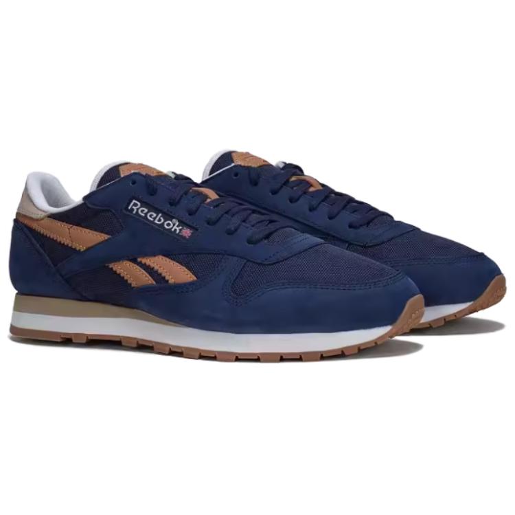 Reebok Classic Leather Comfortable Simple Shock Absorption Durable Low-Top Running Shoes Unisex Sneaker Blue Brown 100200864
