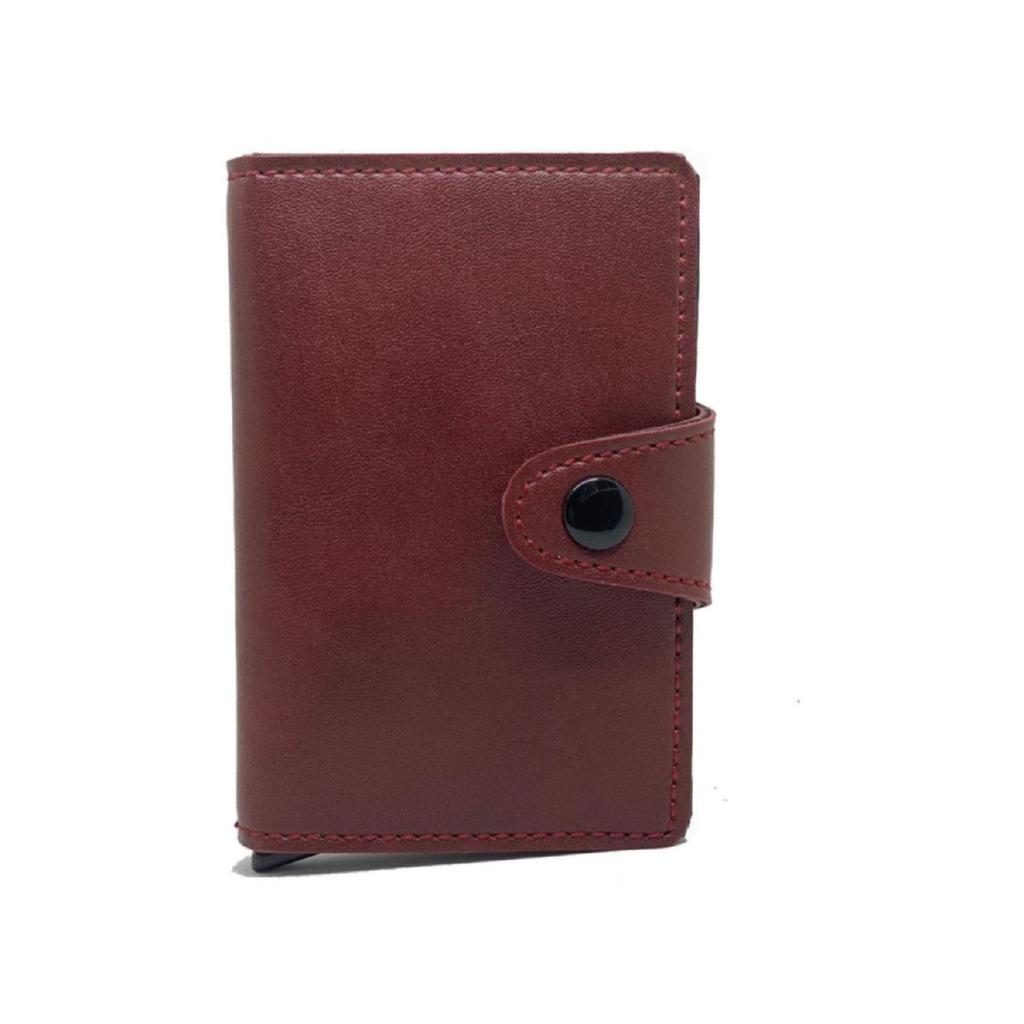 Comely RFID-geschützte Leder-Geldbörse mit automatischem Aluminiummechanismus, Unisex, Kartenhalter