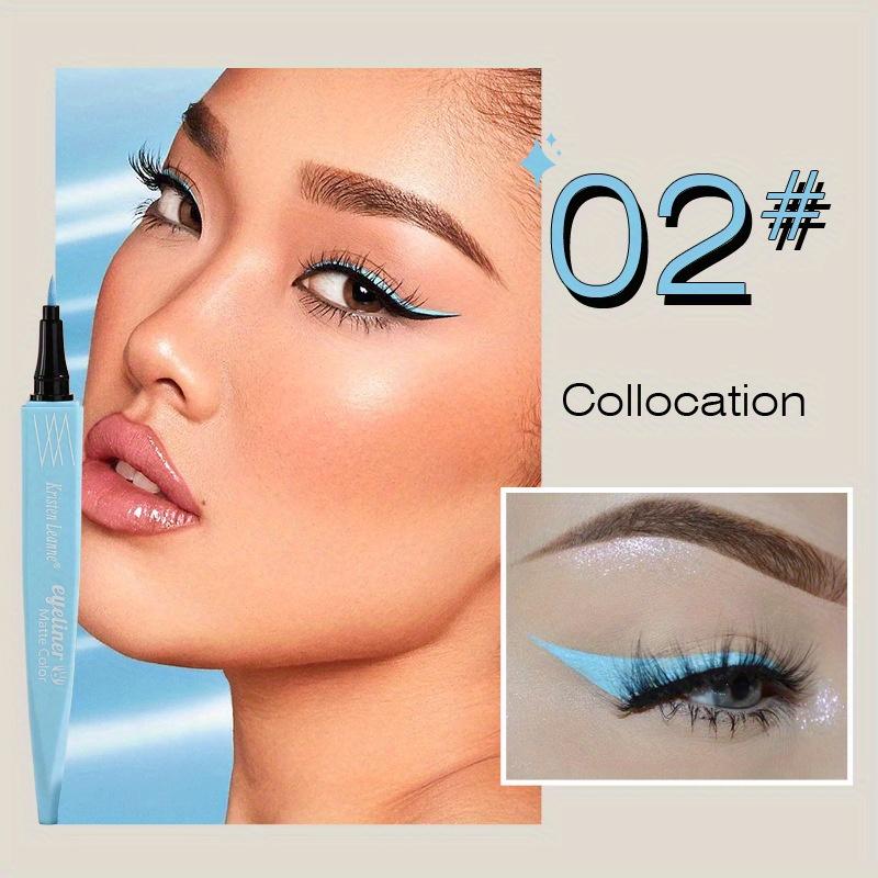 8-farger Ultra-fin Refill Brush Matte Hurtigtørkende Ikke lett å smøre ut Farge Eyeliner