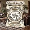 Floral Elegance 8 Theme Throw Blanket Custom Name Text Personalized Blanket Soft Cozy Blanket for Home Sofa Bed