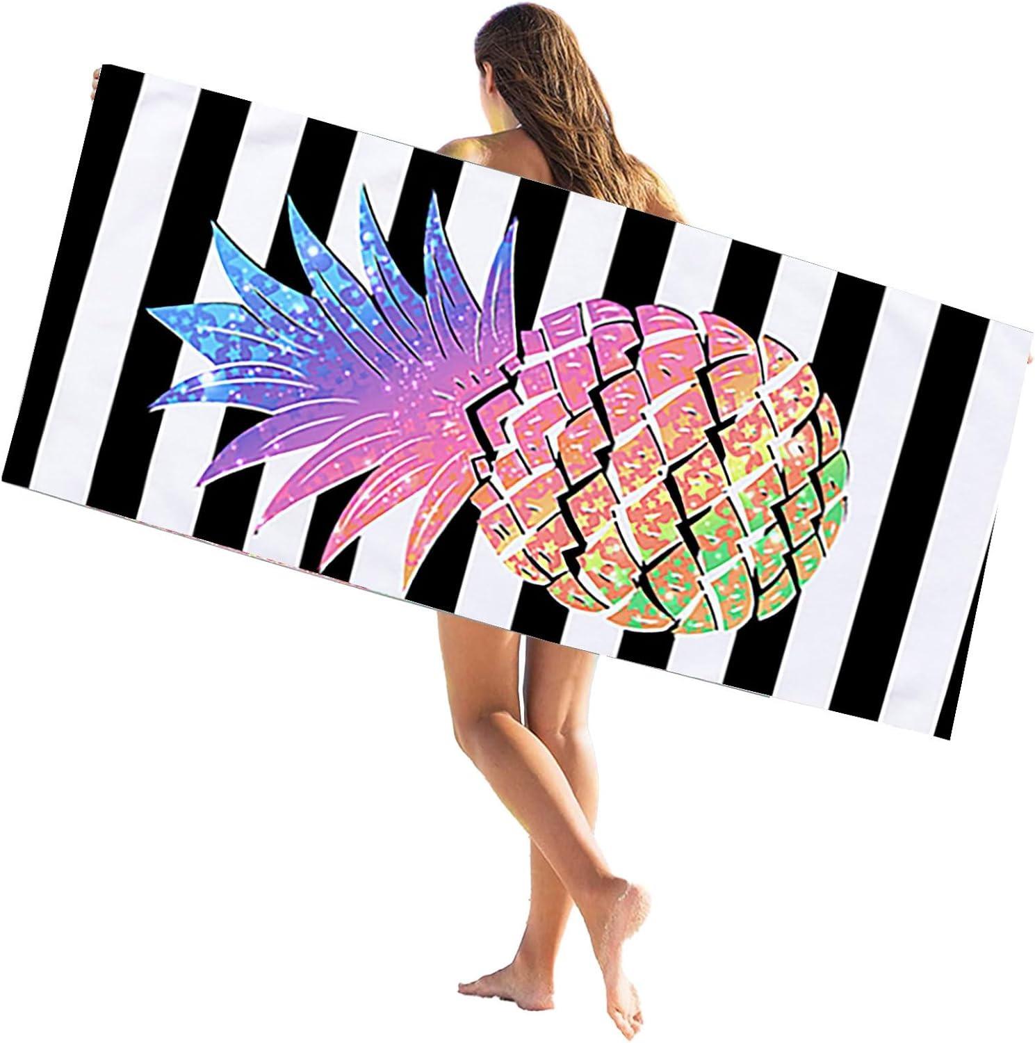 

Pineapple arts Beach Towel for Family stuffs friends Gifts Quick-Dry Sand free For Bath Yoga Tourism Beach GYM Camping Swimming W40*H60(CM)