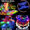 112 Pcs New Years Eve Glow in The Dark Party Supplies 2025, Glow Sticks Bulk LED Neon Party Favor Light Up Toys Gifts Kids Adult 100 Glow Sticks