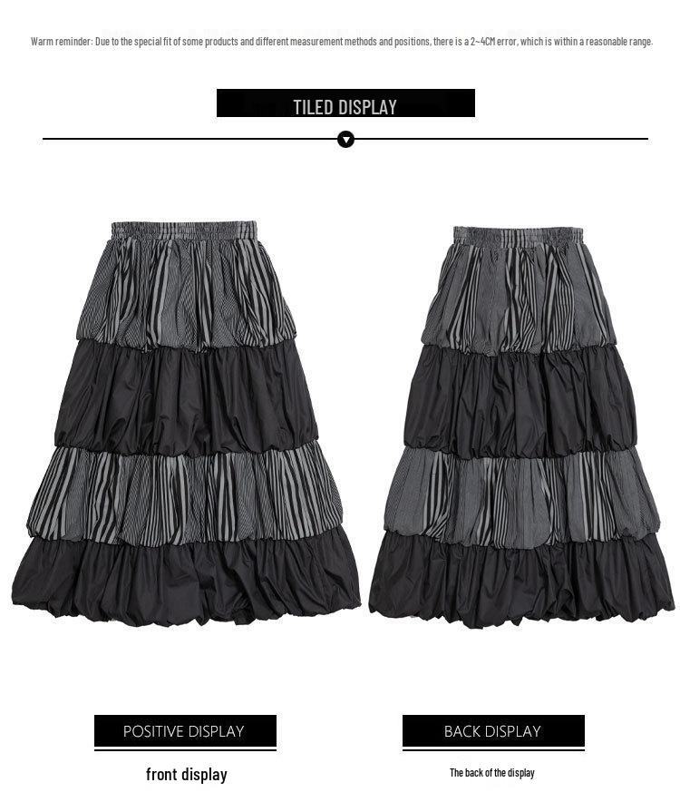 Nouvelle Jupe Midi Patchwork Taille Haute 2025 - Style Lanterne Bouffante pour Femmes pour le Printemps et l'Automne