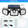 74 LED Outdoor Solar Light Triple-Head Rotatable Wall Mount Lamp PIR Motion Sensor Security Light for Home Garden Yard Road