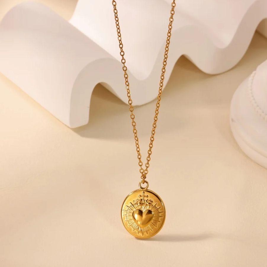 Vintage Geometric Heart Cross Necklaces For Women Stainless Steel Heart Pendant Necklace Party Wedding Christmas Jewelry Gift