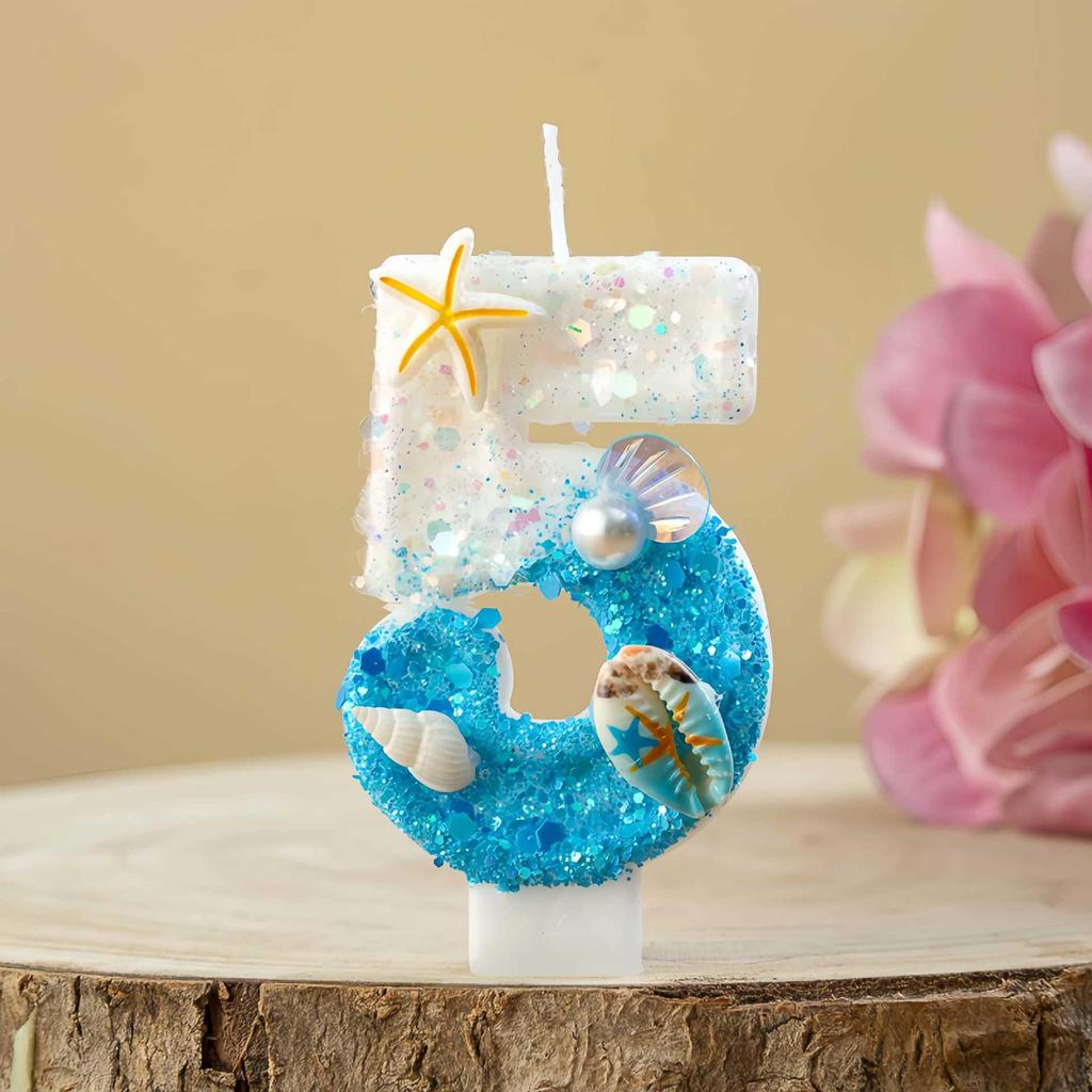 TEMU Xiyin Ocean-Themed Starfish & Conch Birthday Candles (Numbers 0-9) Cake Decorations