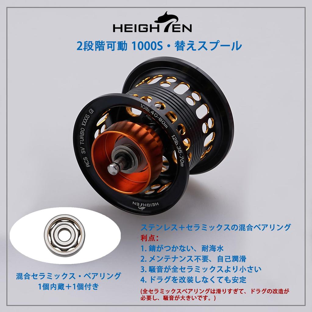 HEIGHTEN Reel Replacement Spool with Bearings for Daiwa Baitcasting and Silver Wolf Spool, 2-Stage Adjustable, Reels, Steez, Zillion, Ryoga, Morethan,