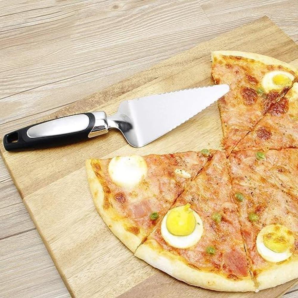 Kitchen Gadget Stainless Steel Triangular Cake Spatula Mirror Finish Plastic Handle Pizza Peel Household Cake Server Bakery