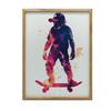 Poster Monkey On Skateboard Poster Monkey On Skateboard, 50X70 Cm, Light Oak Wooden Frame, Matte Paper 230 Gsm