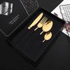 24Pcs Western Black Gold Dinnerware Set Stainless Steel Tableware Set Dinner Knife Fork Spoon Flatware Cutlery Set Gift Box