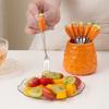 Pineapple Carrot Ceramic Fruit Forks Set Creative Household Dessert Forks with Storage Jar Home Decoration Ins Style