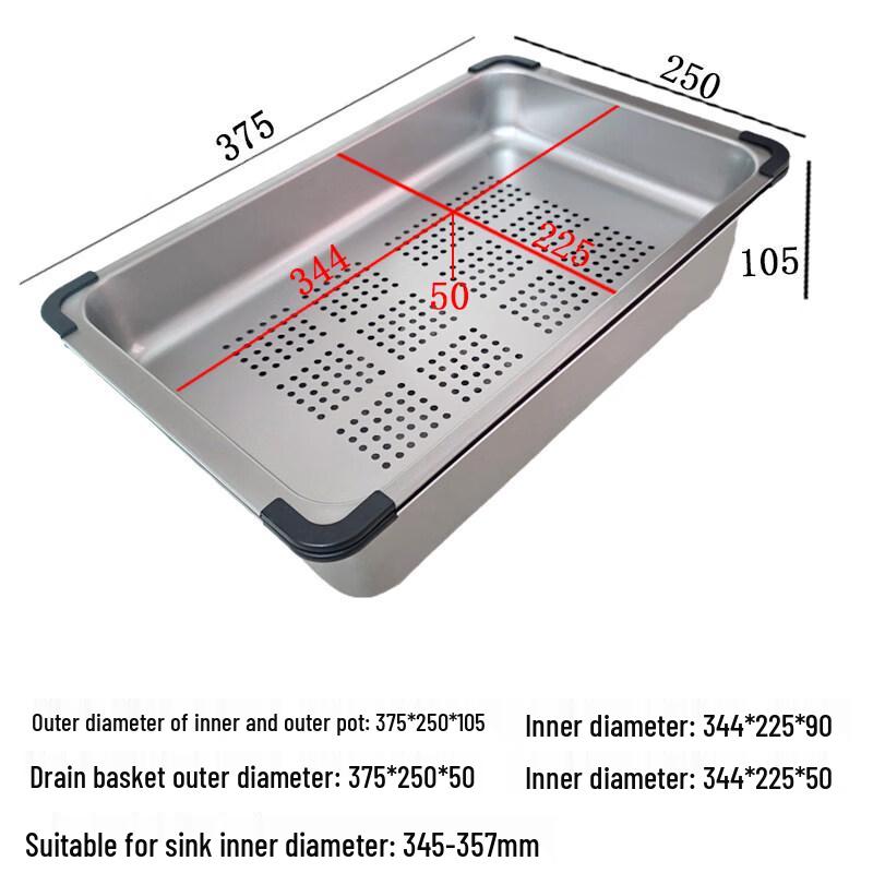 JuQing Nano Silver Stainless Steel Sink Basket Set