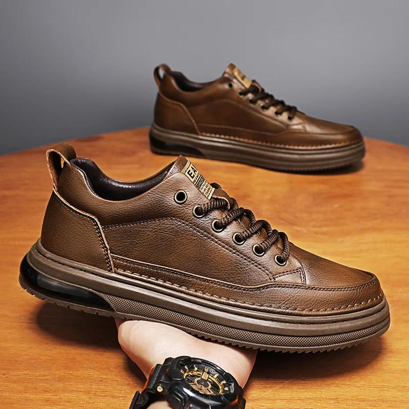 

Высококачественные и удобные мужские повседневные кожаные дизайнерские уличные модные нескользящие туфли-оксфорды на шнуровке, деловые туфли 44 коричневый