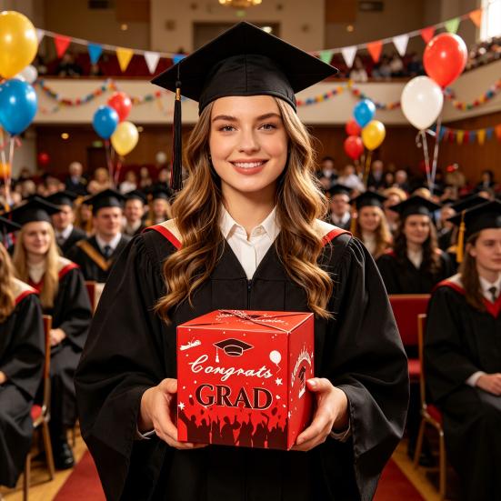 Bouncy Red Envelope Graduation Gift Box with Surprise Pop Up, Bouncy Envelope Gift Box for Graduation, Surprise Exploding Money Box for Graduation