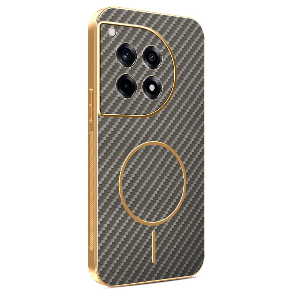 For OnePlus Ace 3 5G/12R 5G Phone Case Carbon Fiber Textured Electroplated TPU Back Cover