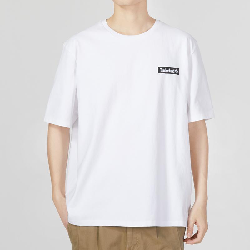 Timberland Solid Logo Casual Crew Neck Short Sleeve T-Shirt Men Tops White A6Q99-100