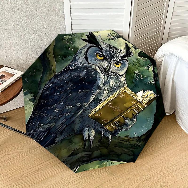 Wisdom Soars: The Enchanted Owl's Journey - Umbrella with Automatic Opening, Outdoor Protection, Lightweight and Durable Travel Accessory